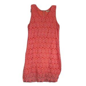 Cremieux Coral Lace Over Lay Sleeveless Dress M